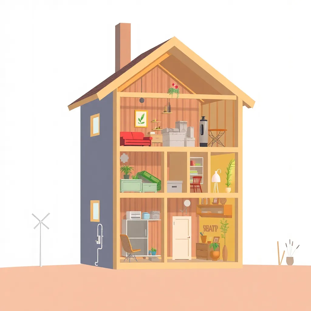 Illustratie van huisisolatie en energiebesparende aanpassingen